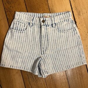 Faherty Striped Blue Denim Women Shorts Size 24